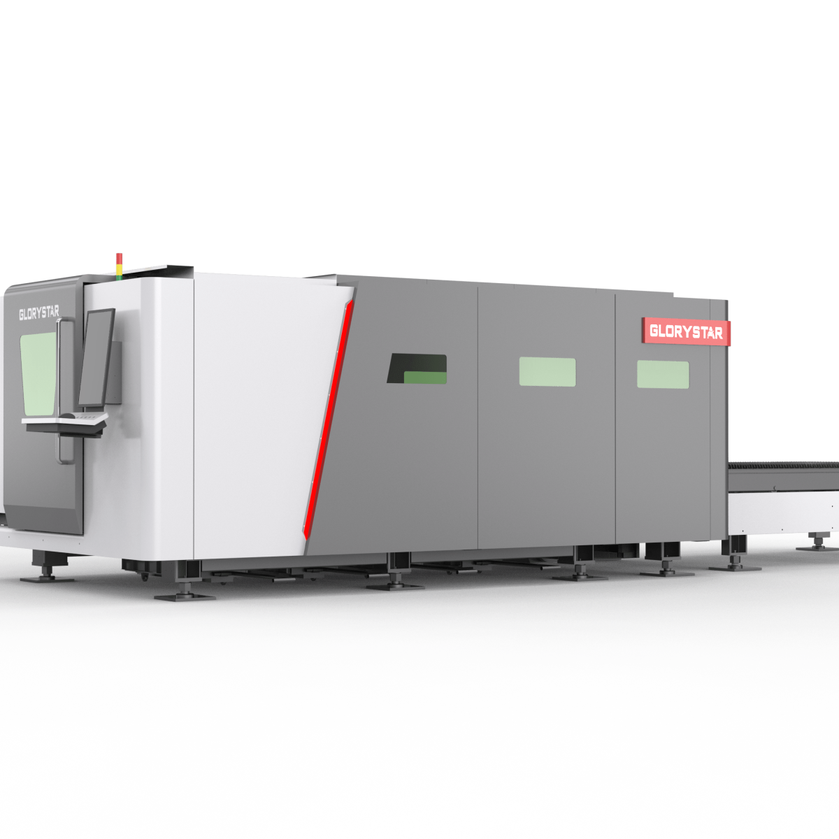 A Glorystar GS-CE Fibre Laser Machine from the side