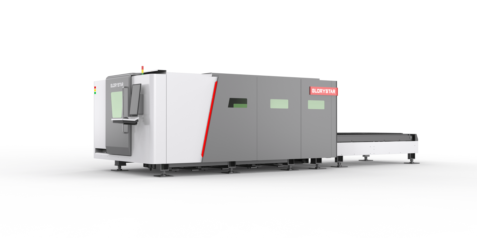 A Glorystar GS-CE Fibre Laser Machine from the side